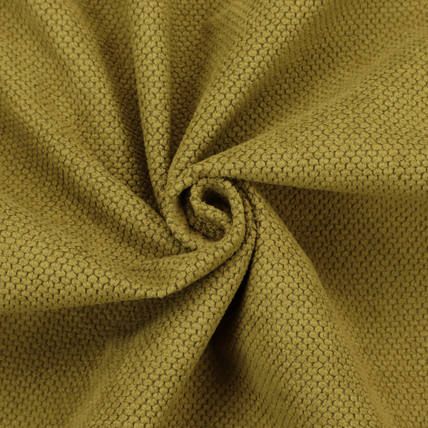 A waffle-knit or honeycomb-patterned weave of the collection, characterized by a uniform, three-dimensional grid of raised, rounded textures. Its rich, organic olive green or mossy tone with a matte finish offers a sophisticated, earthy aesthetic. This structured, high-quality material is an excellent choice for creating grounded, nature-inspired upholstery, decorative cushions, or premium home textiles that blend durability with a timeless, tranquil style.