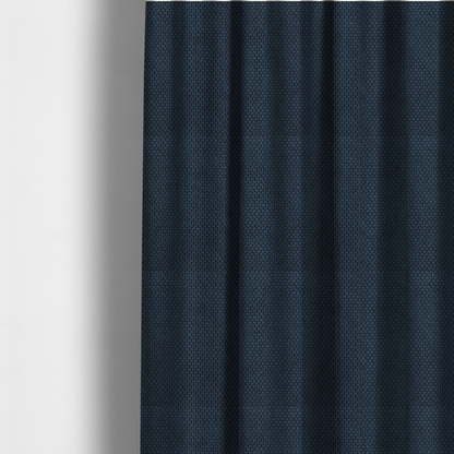 The fabric used to create these made-to-measure curtains is a premium navy blue waffle-knit fabric, highlighting a dense, three-dimensional honeycomb weave for luxury home decor.