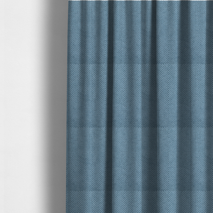 The fabric used to create these made-to-measure curtains is a premium light blue waffle-knit fabric, featuring a crisp, textured honeycomb weave ideal for contemporary home upholstery.