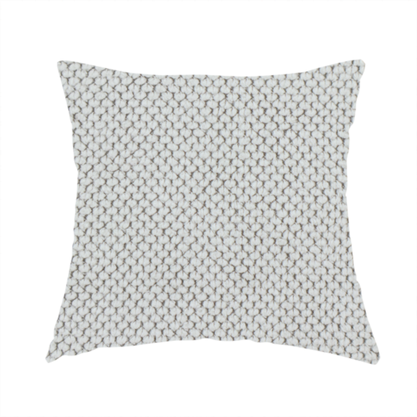 The fabric used to create these handmade cushions is a premium light grey or off-white waffle-knit fabric, featuring a crisp, structured, and sophisticated honeycomb texture.
