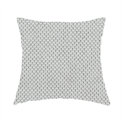 The fabric used to create these handmade cushions is a premium light grey or off-white waffle-knit fabric, featuring a crisp, structured, and sophisticated honeycomb texture.