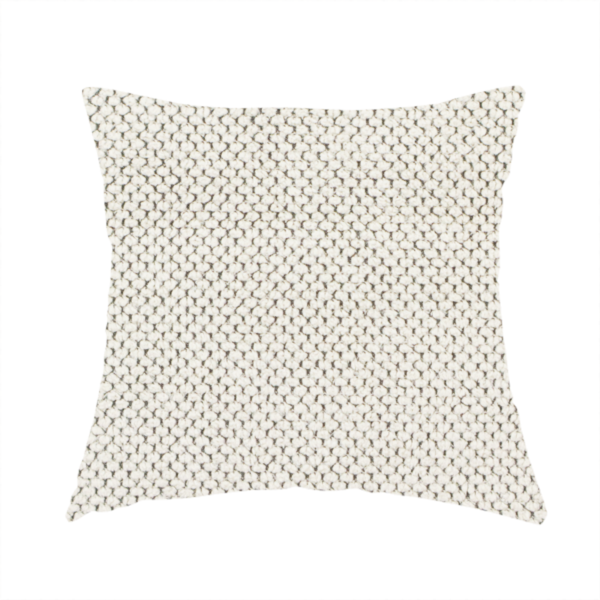 The fabric used to create these handmade cushions is a premium off-white/cream waffle-knit fabric, featuring a crisp, clean, three-dimensional honeycomb weave with a soft finish.