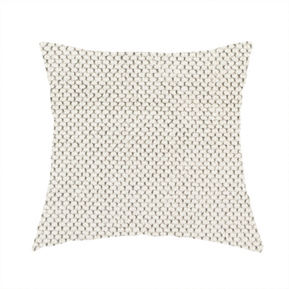 The fabric used to create these handmade cushions is a premium off-white/cream waffle-knit fabric, featuring a crisp, clean, three-dimensional honeycomb weave with a soft finish.