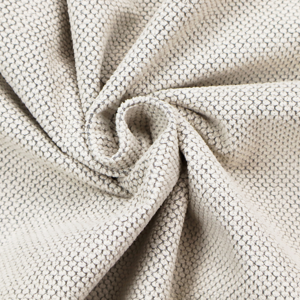 A premium off-white/cream waffle-knit fabric, featuring a crisp, clean, three-dimensional honeycomb weave with a soft finish.