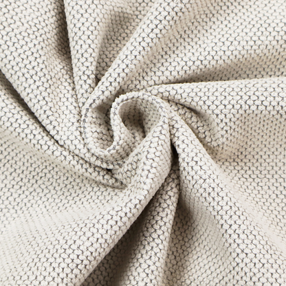 A premium off-white/cream waffle-knit fabric, featuring a crisp, clean, three-dimensional honeycomb weave with a soft finish.