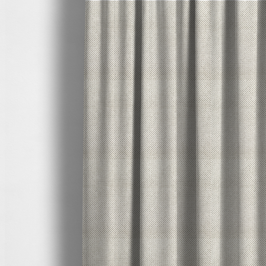 The fabric used to create these made-to-measure curtains is a premium off-white/cream waffle-knit fabric, featuring a crisp, clean, three-dimensional honeycomb weave with a soft finish.