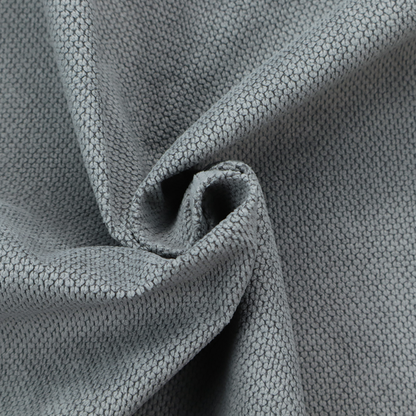 A premium cool grey waffle-knit fabric, featuring a crisp, clean, three-dimensional honeycomb weave.