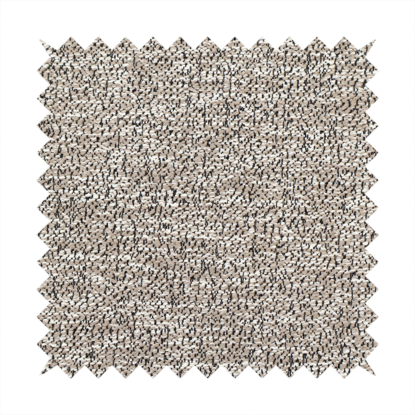 An ash brown textured fabric with a dense, irregular black speckled pattern.