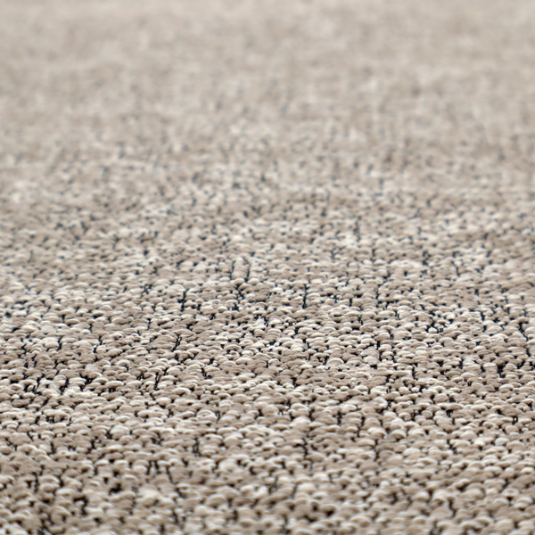 An ash brown textured fabric with a dense, irregular black speckled pattern.