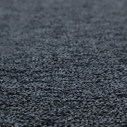 A charcoal grey textured fabric with a dense black speckled pattern, creating a dark, moody salt-and-pepper effect with a heavy pebbled weave.