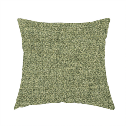 The fabric used to create these handmade cushions is a green Chamonix upholstery fabric. The material features a dense, multi-tonal basket weave texture with a matte finish, ideal for durable and stylish furniture.