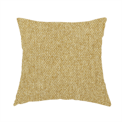 The fabric used to create these handmade cushions is a Chamonix Water Repellent upholstery fabric in Pear Green. A vibrant, citrus-toned material featuring a dense basket weave texture and a durable, matte finish.