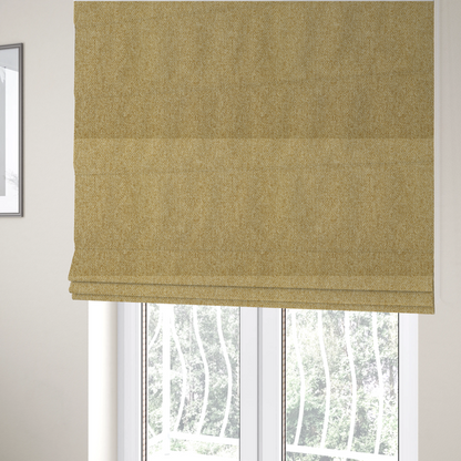 The fabric used to create these Roman blinds is a Chamonix Water Repellent upholstery fabric in Pear Green. A vibrant, citrus-toned material featuring a dense basket weave texture and a durable, matte finish.