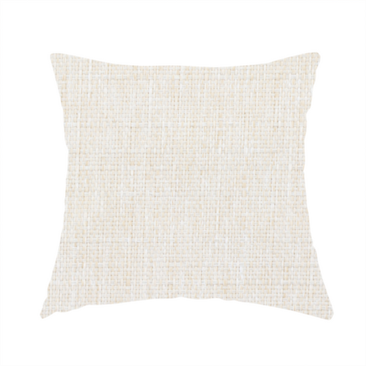 The fabric used to create these handmade cushions is a light beige woven fabric with a subtle, textured grid pattern.
