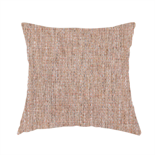 The fabric used to create this handmade cushion is a terracotta orange woven fabric with a multi-tonal, heathered texture.