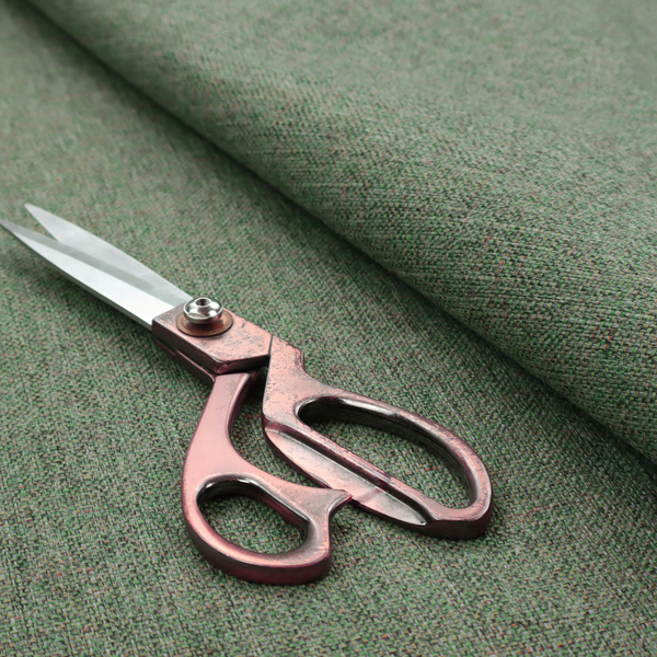 An olive green woven fabric with a multi-tonal, heathered texture.