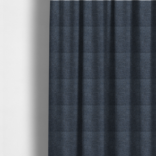 Fabric used to create these made-to-measure curtains is a navy blue woven fabric with a multi-tonal, heathered texture.