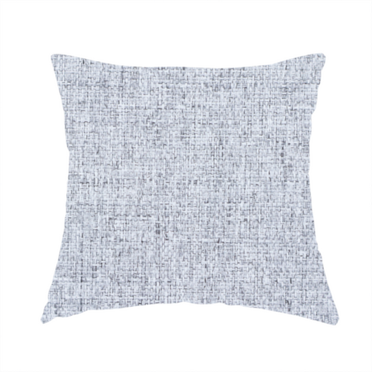 The fabric used to create these handmade cushions is a silver grey woven fabric with a clean, heathered texture.