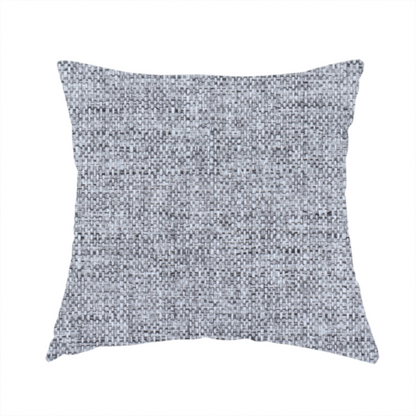 Fabric used to create this handmade cushion is a slate grey woven fabric with a dense, multi-tonal heathered texture.
