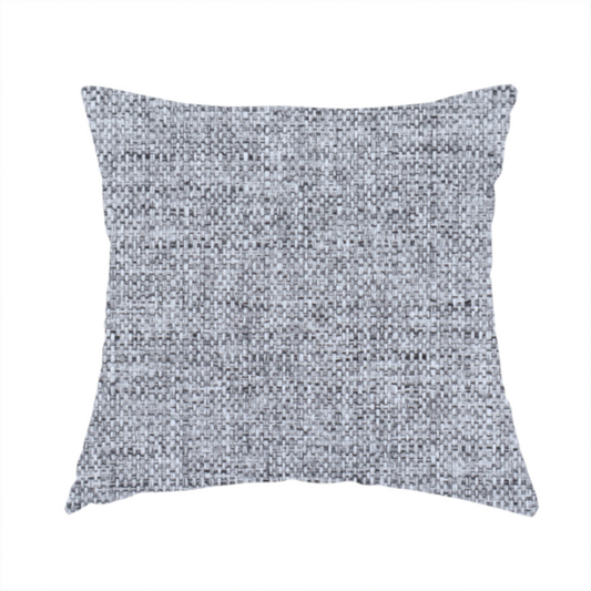 Fabric used to create this handmade cushion is a slate grey woven fabric with a dense, multi-tonal heathered texture.