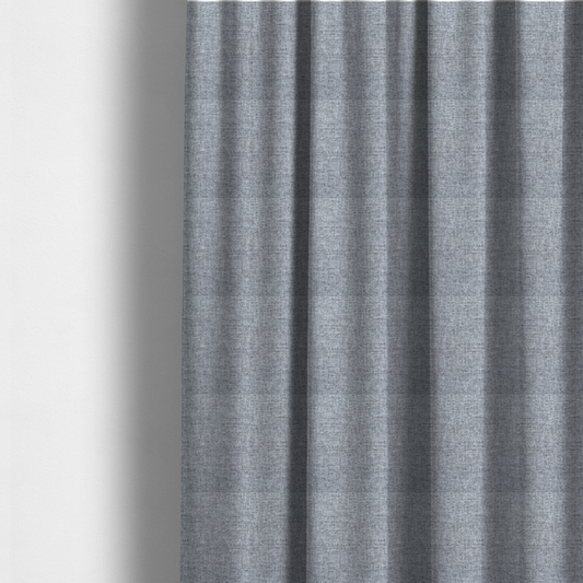 The fabric used to create these made-to-measure curtains is a slate grey woven fabric with a dense, multi-tonal heathered texture.