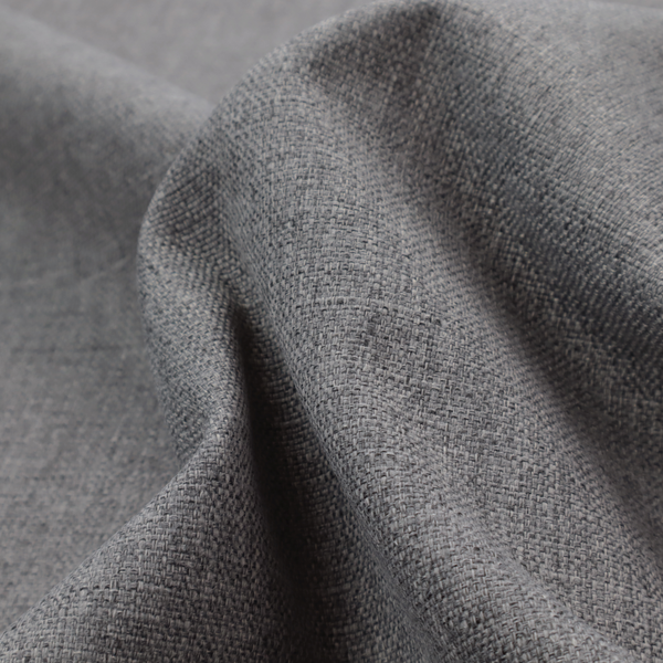 a graphite grey woven fabric with a dense, multi-tonal heathered texture.