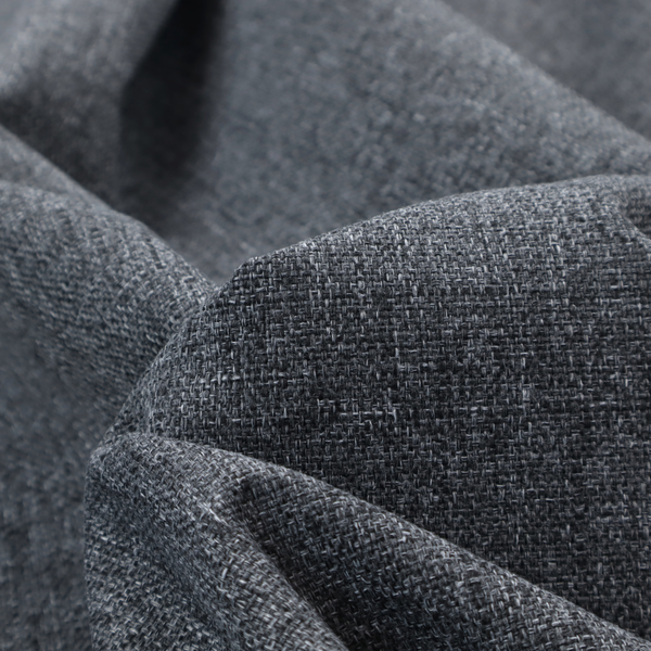 A dark charcoal grey woven fabric with a heavy, multi-tonal heathered texture.