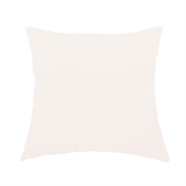 The fabric used to create this handmade cushion features a dense, soft pile with a subtle matte sheen. The warm, off-white cream tone is uniform throughout, offering a luxurious and durable finish suitable for high-end upholstery.