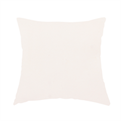The fabric used to create this handmade cushion features a dense, soft pile with a subtle matte sheen. The warm, off-white cream tone is uniform throughout, offering a luxurious and durable finish suitable for high-end upholstery.