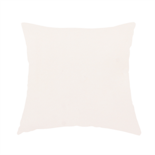 The fabric used to create this handmade cushion features a dense, soft pile with a subtle matte sheen. The warm, off-white cream tone is uniform throughout, offering a luxurious and durable finish suitable for high-end upholstery.