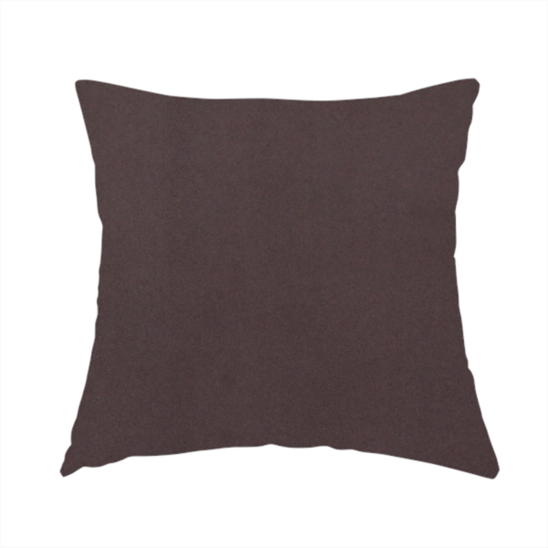 The fabric used to create this handmade cushion displays a dense, low-profile pile with a soft matte finish in a deep, sophisticated chocolate brown. This high-performance upholstery material offers a plush texture and a specialized water-resistant coating for superior durability.