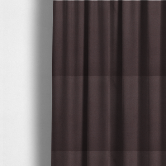 The fabric used to create these made-to-measure curtains displays a dense, low-profile pile with a soft matte finish in a deep, sophisticated chocolate brown. This high-performance upholstery material offers a plush texture and a specialized water-resistant coating for superior durability.
