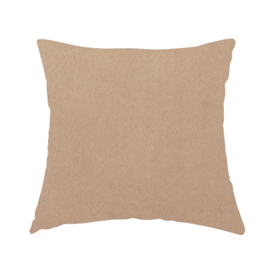 The fabric used to create this handmade cushion  showcases a dense, plush pile with a soft matte finish in a classic, neutral brownish-grey tone. This high-performance upholstery material offers a luxurious texture combined with a specialized water-resistant coating for practical, everyday use.
