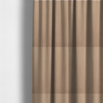 The fabric used to create these made-to-measure curtains showcases a dense, plush pile with a soft matte finish in a classic, neutral brownish-grey tone. This high-performance upholstery material offers a luxurious texture combined with a specialized water-resistant coating for practical, everyday use.
