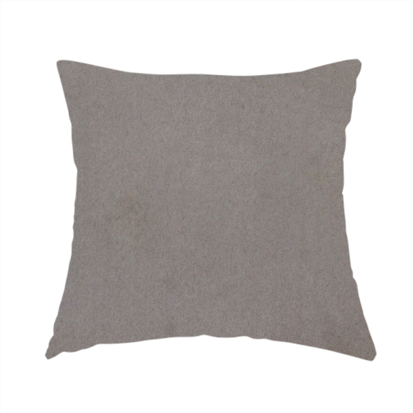 The fabric used to create this handmade cushion is a features a dense, uniform pile with a soft matte finish in a deep, moody brownish-grey. This high-performance upholstery material offers a luxurious texture and a specialized water-resistant coating for a sophisticated, durable finish.