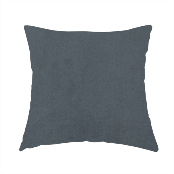 The fabric used to create this handmade cushions features a dense, plush pile with a soft matte finish in a sophisticated mid-to-dark neutral grey. This high-performance upholstery material offers a luxurious feel and a specialized water-resistant coating for superior durability and a sleek, modern aesthetic.