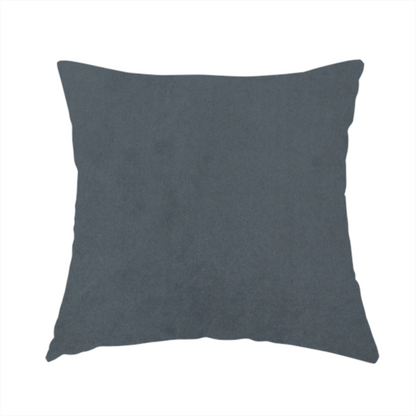 The fabric used to create this handmade cushions features a dense, plush pile with a soft matte finish in a sophisticated mid-to-dark neutral grey. This high-performance upholstery material offers a luxurious feel and a specialized water-resistant coating for superior durability and a sleek, modern aesthetic.