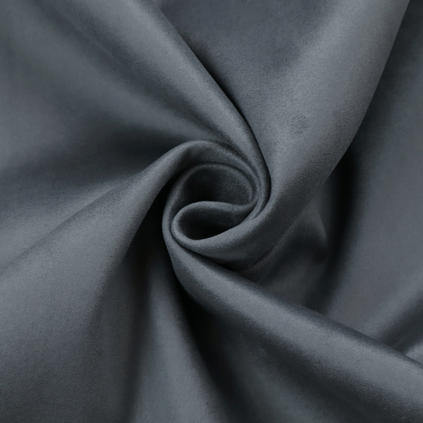 Annecy Water Repellent Velvet in Seal Grey. The fabric features a dense, plush pile with a soft matte finish in a sophisticated mid-to-dark neutral grey. This high-performance upholstery material offers a luxurious feel and a specialized water-resistant coating for superior durability and a sleek, modern aesthetic.