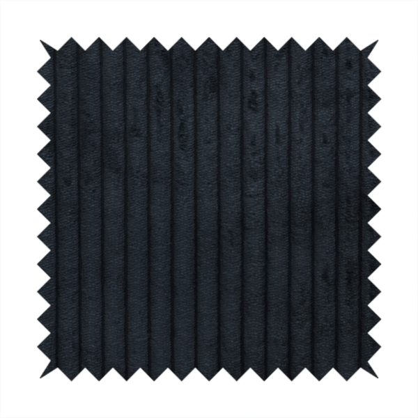 This fabric is a dark charcoal or black corduroy with a consistent vertical ribbed texture.