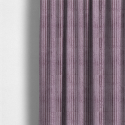The fabric used to create these made-to-measure curtains is a soft, dusty mauve or lavender-toned corduroy featuring a consistent vertical ribbed texture.