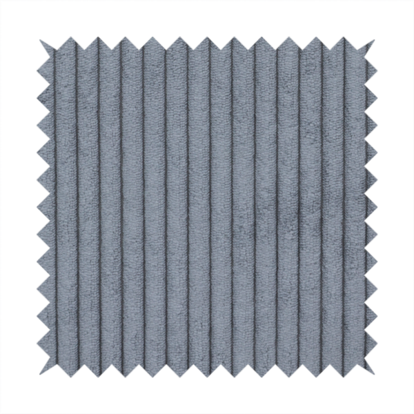This fabric is a medium-to-dark grey corduroy featuring a consistent vertical ribbed texture.