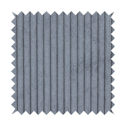This fabric is a medium-to-dark grey corduroy featuring a consistent vertical ribbed texture.