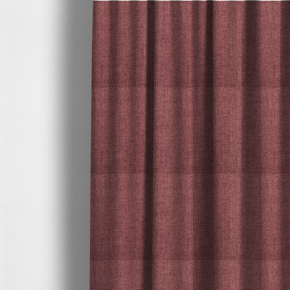 The fabric used to create these made-to-measure curtains is a tightly woven fabric in a deep, muted berry or dusky plum shade, featuring a distinct, structured basket-weave pattern.