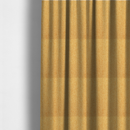 the fabric used to create these made-to-measure curtains is a tightly woven fabric in a vibrant, warm golden-yellow shade, featuring a distinct, structured basket-weave pattern.