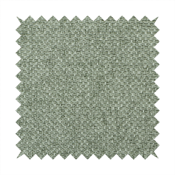 A tightly woven fabric in a muted, earthy sage green shade, featuring a distinct, structured basket-weave pattern.