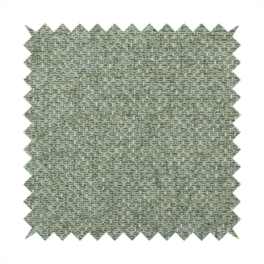 A tightly woven fabric in a muted, earthy sage green shade, featuring a distinct, structured basket-weave pattern.