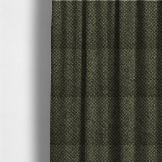 The fabric used to create these made-to-measure curtains is a tightly woven fabric in a deep, sophisticated olive green, featuring a distinct, structured basket-weave pattern.