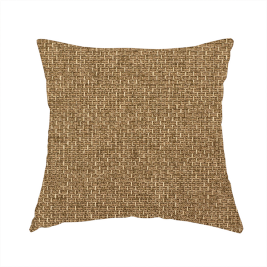 the fabric used to create this handmade cushion is a tightly woven fabric in a neutral, earthy khaki shade, featuring a distinct, structured basket-weave pattern.