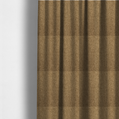 The fabric used to create these made-to-measure curtains is a tightly woven fabric in a neutral, earthy khaki shade, featuring a distinct, structured basket-weave pattern.