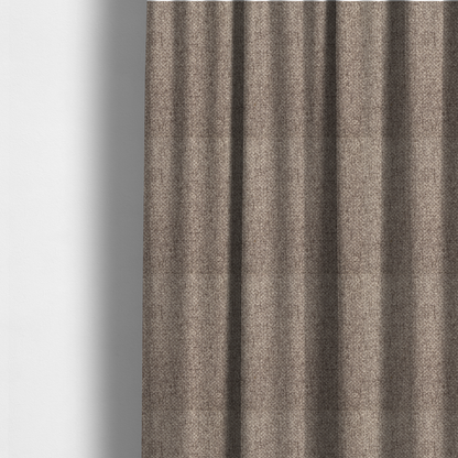 The fabric used to create these made-to-measure curtains is a tightly woven fabric in a neutral, multi-tonal taupe and beige blend, featuring a distinct, structured basket-weave pattern.